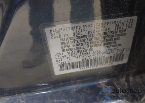 2015 Nissan Sentra Sv from USA, damaged, VIN 3N1AB7AP3FY371108